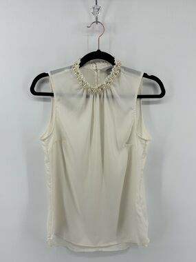 H&M Cream Sleeveless Pearl-Neck Camisole